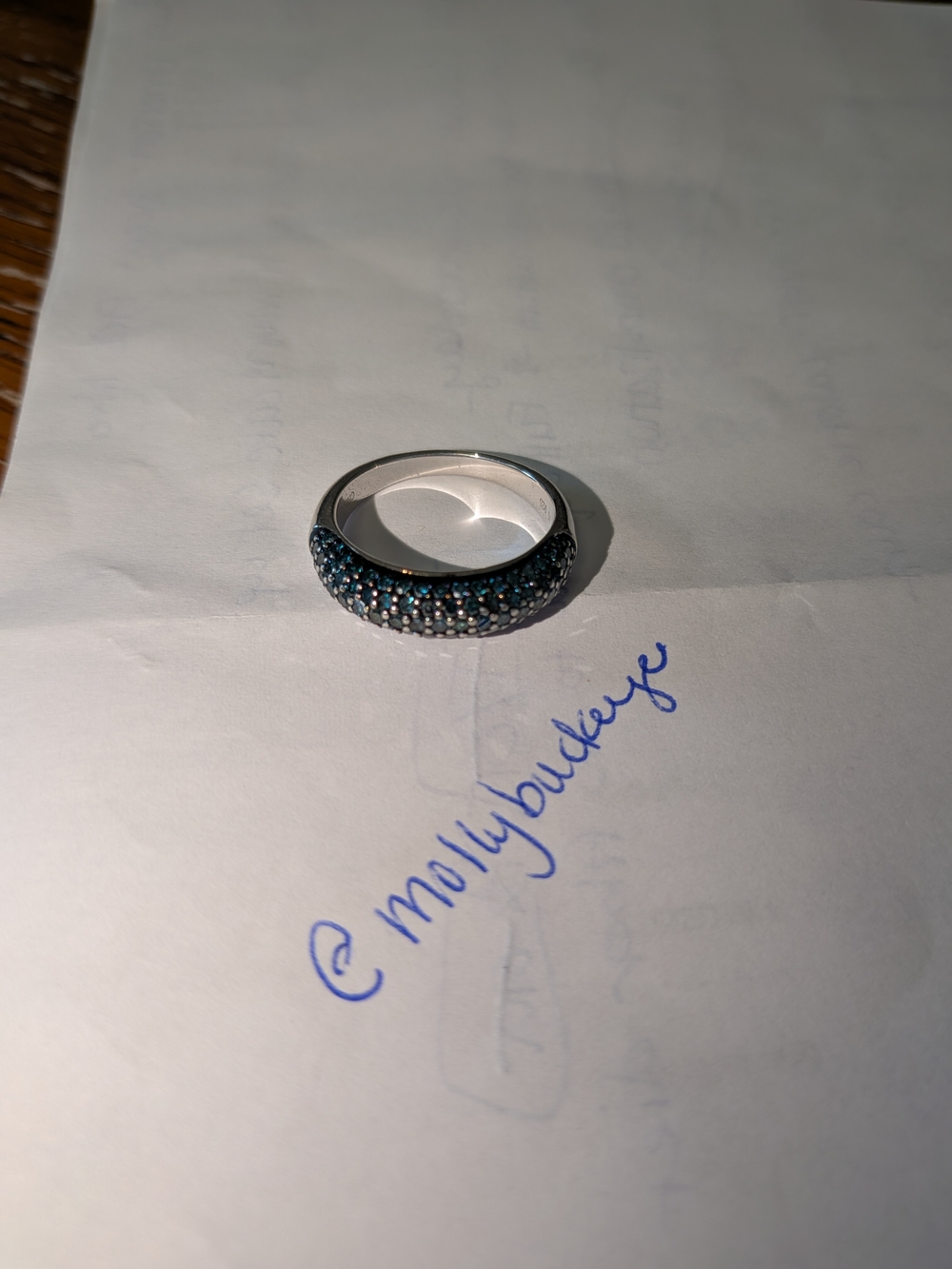 Blue Diamond (1 Ctw) Pave Dome Ring
